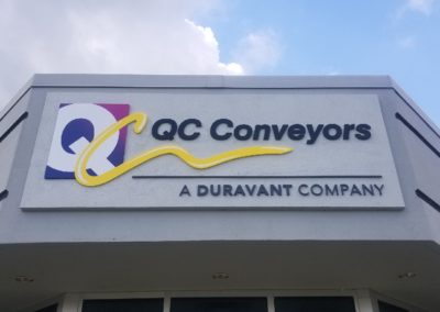 Commercial Monument and Wall Sign for QC Conveyors in Cincinnati, OH